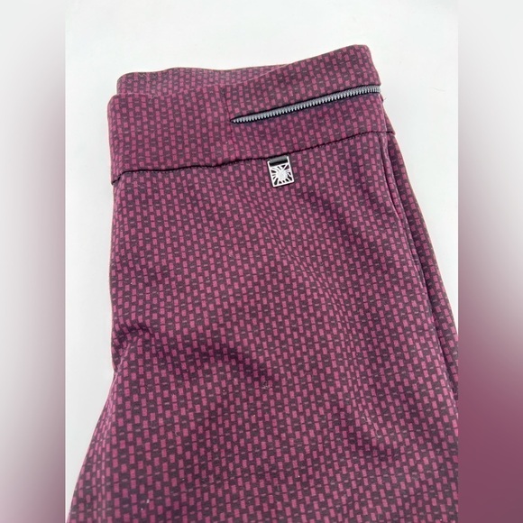 Anne Klein Burgundy & Black Stretchy Ankle Pants Women's NWT - Picture 3 of 9